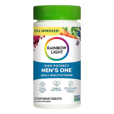 Rainbow Light Mens One High Potency Daily Multivitamin, Vegetarian, 150 ct., Package May Vary